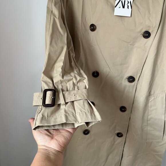 🩷 Zara - Women's Oversized Pocket Trench Coat - Beige. Size: M. NWT (1690) - Picture 12 of 16